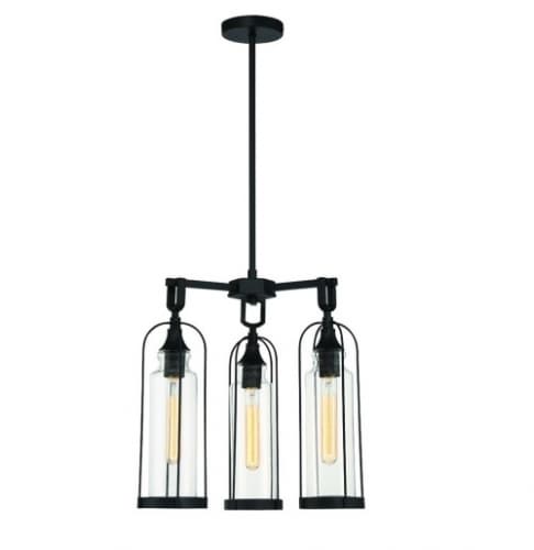 Eurofase 17-in 180W Chandelier, Dimmable, 3-Light, 120V, Black