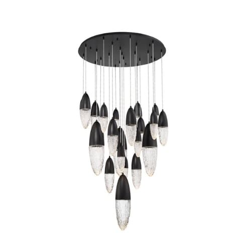 Eurofase 39-in 90W LED Chandelier, Dim, GU10, 120V, 9250 lm, 3000K, Black