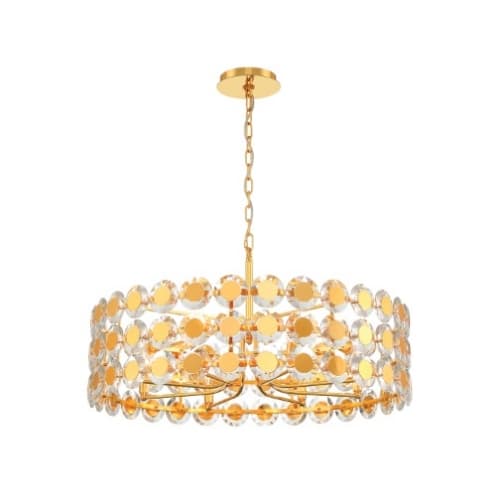 Eurofase 32-in 320W Perrene Chandelier, 8-Light, E12, 120V, Gold