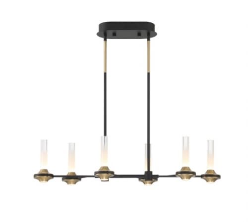 Eurofase 31-in 34W Torcia LED Chandelier, 6-Light, 1391 lm, 120V, 3000K, Black