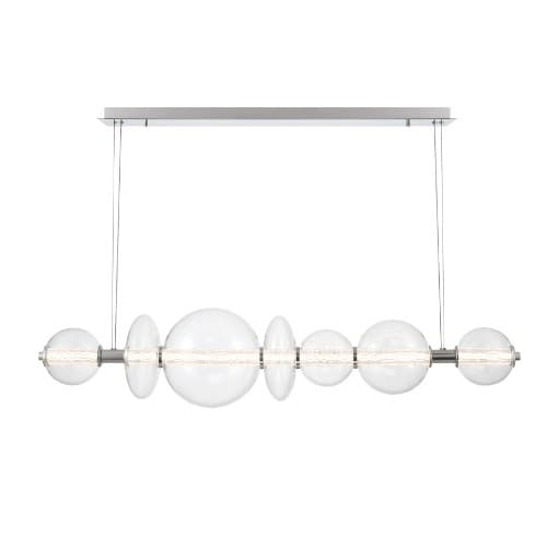 Eurofase 56-in 46W Atomo LED Chandelier, 7-Light, 120V, 3000K, Chrome/Clear