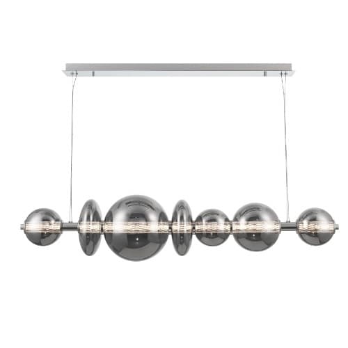 Eurofase 56-in 46W Atomo LED Chandelier, 7-Light, 120V, 3000K, Chrome/Smoke