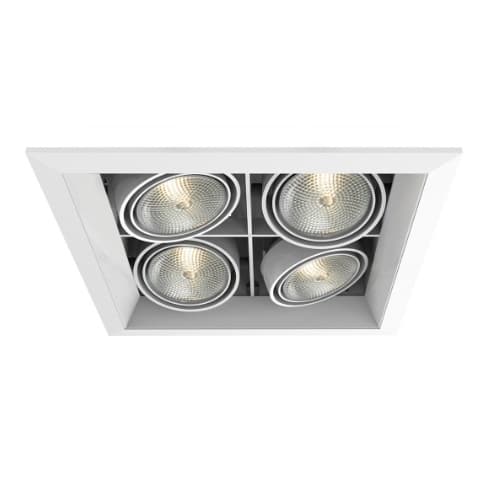 Eurofase 200W Recessed Light w/ Trim, Square, 4-Light, PAR20, 120V, White/White