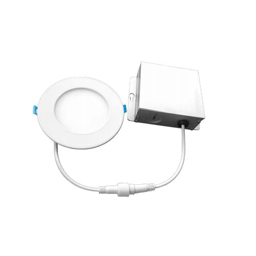 Euri Lighting 4-in 9W Round LED Downlight w/ Junction Box, Dimmable, 600 lm, 120V, 4000K, White