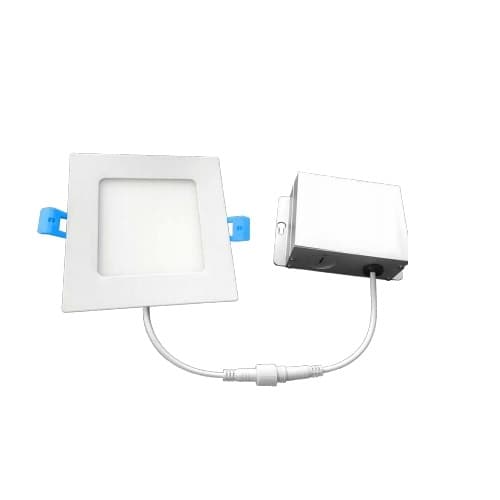 Euri Lighting 4-in 9W Square LED Downlight w/ Junction Box, Dimmable, 600 lm, 120V, 4000K, White