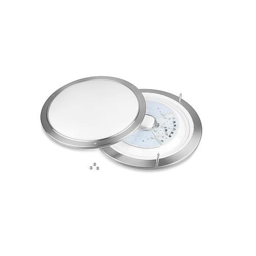 Euri Lighting 15-in 27.5W LED Flush Mount Ceiling Light w/ Frosted Lens, 1925 lm, 3000K, Brushed Nickel