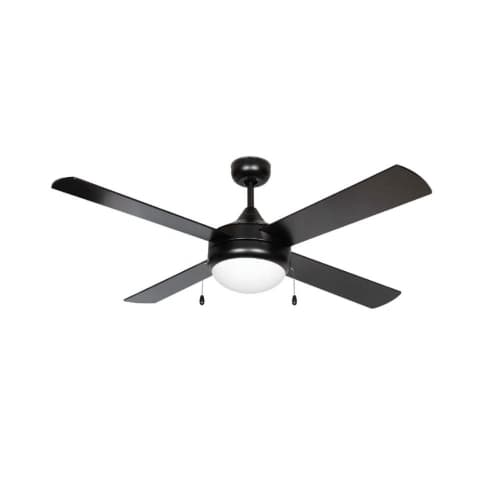 GlobaLux 52-in Energy Star Skylux Fan w/Light Kit & Chain, 4 Blade, E26, BK