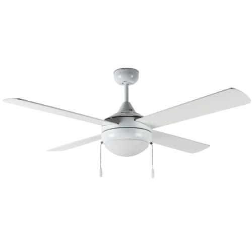 GlobaLux 52-in Skylux Fan w/ Light Kit & Chain, E26, 3 Blade, White/White