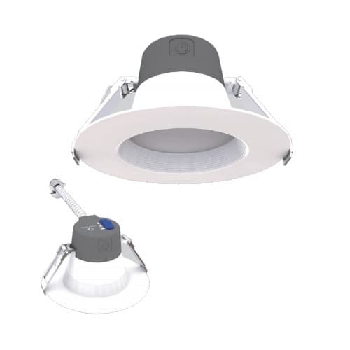 Green Creative 4-in 10W LED Retrofit Downlight, 0-10V Dim, Selectable Lumens, 120V-277V, 3500K, White