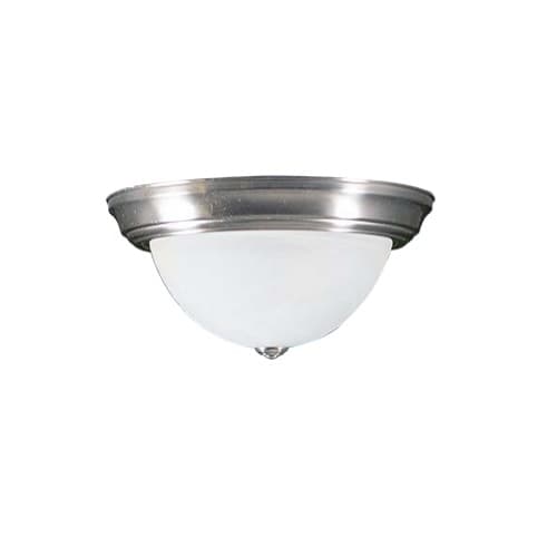 HomEnhancements 60W Flush Mount Light, White Glass, 2-Light, Brushed Nickel