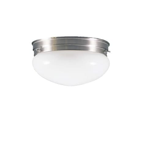 HomEnhancements 60W Flush Mount, 1-Light, White Mushroom Glass, Brushed Nickel