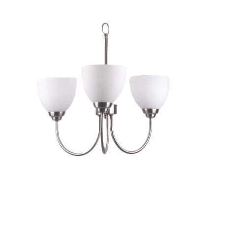 HomEnhancements 60W Laredo Chandelier, 3-Light, White Glass, Brushed Nickel