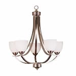 HomEnhancements 60W Victoria Chandelier, 5-Light, White Glass, Brushed Nickel