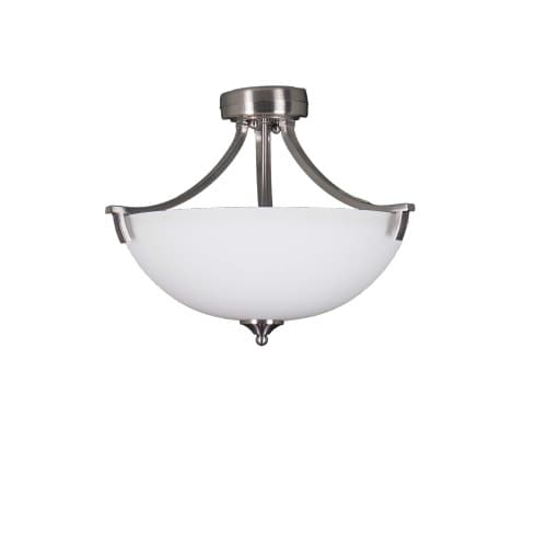 HomEnhancements 60W Victoria Semi Flush, 3-Light, White Glass, Brushed Nickel