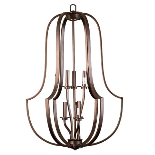 HomEnhancements 60W Lexington Pendant Light, Entry Cage, 6-Light, Oil Rubbed Bronze