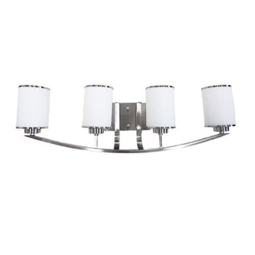 HomEnhancements 60W Lexington Vanity, 4-Light, White Glass, Brushed Nickel