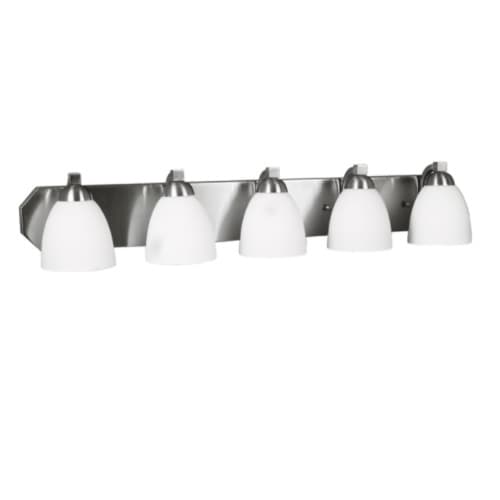 HomEnhancements 60W Victoria Vanity, 5-Light, White Glass, Brushed Nickel