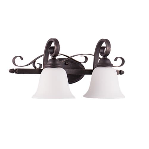 HomEnhancements 60W El Paso Vanity Light, 2-Light, White Glass, Oil Rubbed Bronze