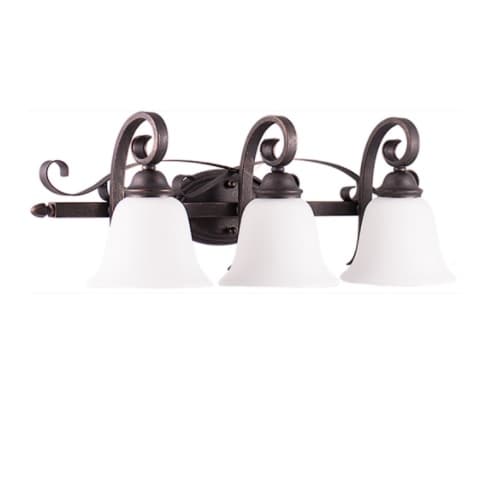 HomEnhancements 60W El Paso Vanity Light, 3-Light, White Glass, Oil Rubbed Bronze