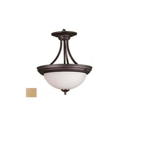 HomEnhancements 60W Semi-Flush Mount, 3-Light, Tea Stain Glass, Oil Rubbed Bronze