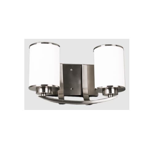 HomEnhancements 60W Lexington Vanity, 2-Light, White Glass, Brushed Nickel