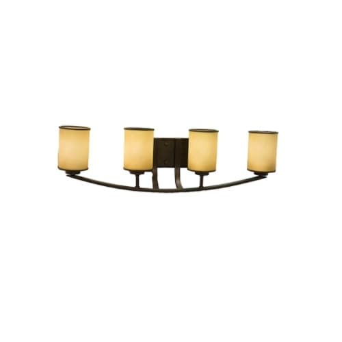 HomEnhancements 60W Lexington Vanity, 4-Light, Tea Stain Glass, Oil Rubbed Bronze