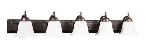 HomEnhancements 60W Vanity Light w/ White Glass, 5 Lights, Oil Rubbed Bronze