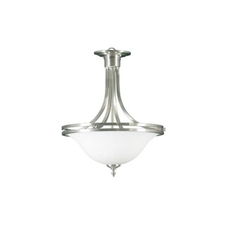 HomEnhancements 60W Dallas Semi-Flush Mount, White Glass, Brushed Nickel