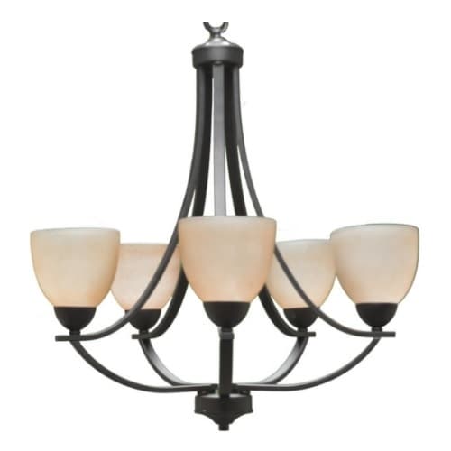 HomEnhancements 60W Victoria Chandelier, 5-Light, White Glass, Oil Rubbed Bronze