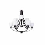 HomEnhancements 60W Victoria Chandelier, 9-Light, White Glass, Oil Rubbed Bronze