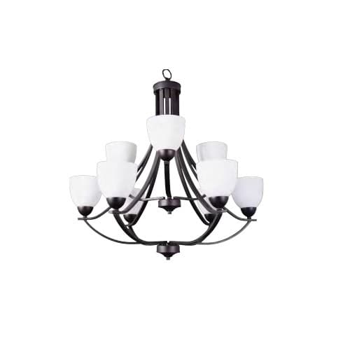 HomEnhancements 60W Victoria Chandelier, 9-Light, White Glass, Oil Rubbed Bronze