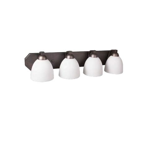 HomEnhancements 60W Victoria Vanity, 4-Light, White Glass, Oil Rubbed Bronze