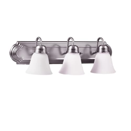 HomEnhancements 60W Laredo Vanity Light w/ Arms, 3-Light, White Glass, Brushed Nickel