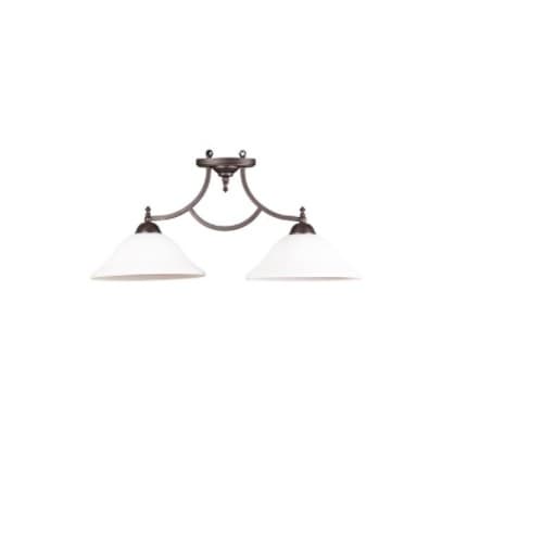 HomEnhancements Austin Island Light, 2-Light, White Glass, Oil Rubbed Bronze