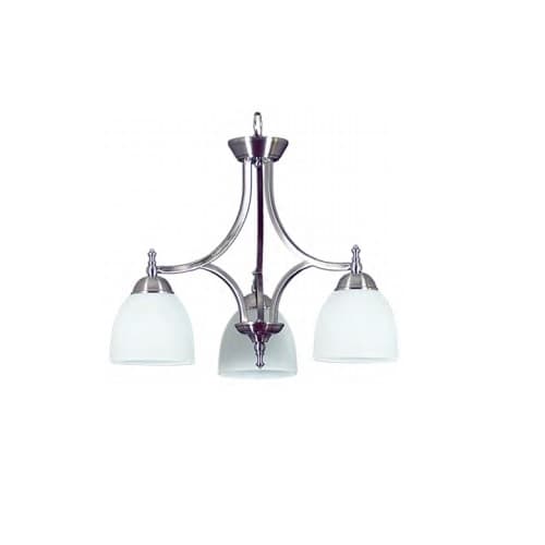 HomEnhancements 60W Dallas Chandelier, 3-Light, White Glass, Brushed Nickel