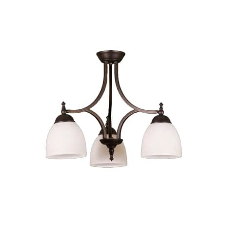 HomEnhancements 60W Austin Chandelier, 3-Light, White Glass, Oil Rubbed Bronze