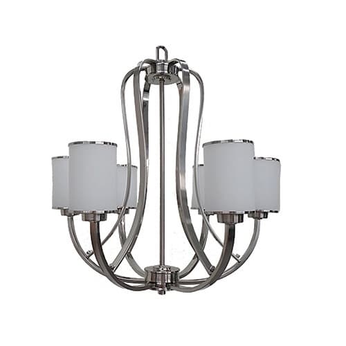 HomEnhancements 60W Lexington Chandelier, 6-Light, White Glass, Oil Rubbed Bronze