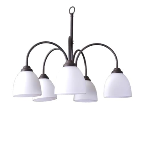 HomEnhancements Laredo Nook Fixture w/ White Glass, 5-Light, E26, Rubbed Bronze