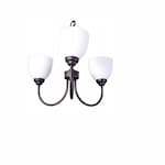 HomEnhancements 60W Laredo Chandelier, 3-Light, White Glass, Oil Rubbed Bronze