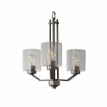 HomEnhancements 60W Paris Chandelier, 3-Light, White Cylinder Glass, Brushed Nickel