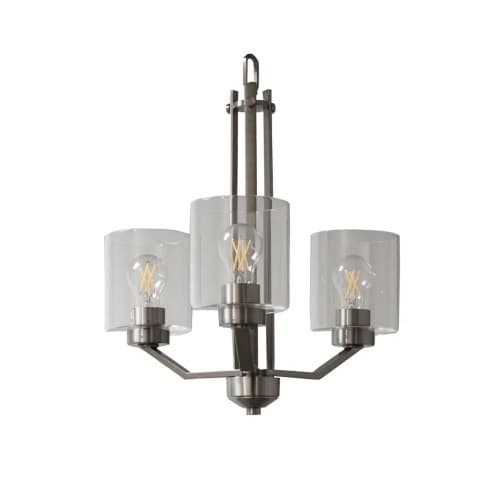 HomEnhancements 60W Paris Chandelier, 3-Light, White Cylinder Glass, Oil Rubbed Bronze