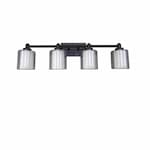 HomEnhancements 60W Sonora Vanity Light, 4-Light, Clear & White Glass, Matte Black