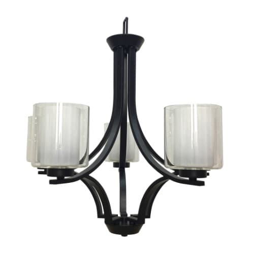 HomEnhancements 60W Sonora Chandelier, 5-Light, Clear & White Glass, Matte Black