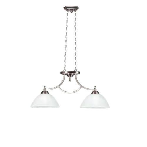 HomEnhancements 60W Dallas Island Pendant, 2-Light, White Glass, Brushed Nickel