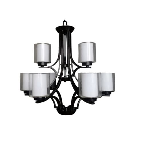 HomEnhancements 60W Sonora Chandelier, 9-Light, Clear & White Glass, Matte Black