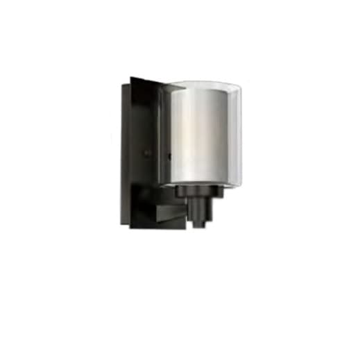 HomEnhancements 60W Sonora Vanity Light, 1-Light, Clear & White Glass, Matte Black