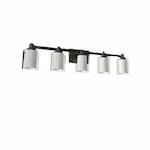 HomEnhancements 60W Sonora Vanity Light, 5-Light, Clear & White Glass, Matte Black