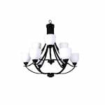 HomEnhancements 60W Victoria Chandelier, 9-Light, Clear Glass, Matte Black