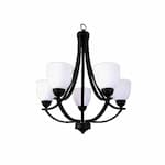 HomEnhancements 60W Victoria Chandelier, 5-Light, White Glass, Matte Black