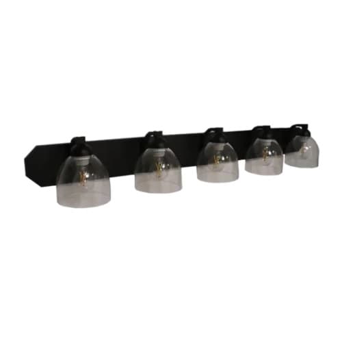 HomEnhancements 60W Victoria Vanity, 5-Light, Clear Glass, Matte Black